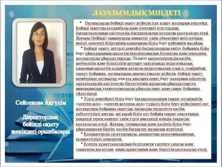 Директордың бейінді оқыту жөніндегі орынбасары